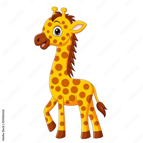Cute Baby Giraffe Cartoon Isolated On White Background Stock Vector