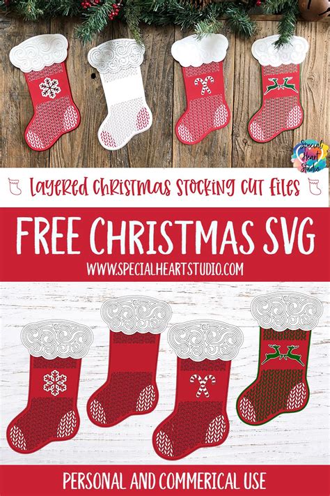 Free Layered Christmas Stocking Cut Files Christmas Stockings Cricut