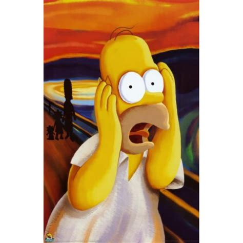 24x36 Simpsons Homer The Scream Cartoon Poster 22 X 34 By