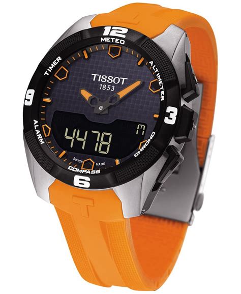 tissot men s swiss analog digital t touch expert solar orange rubber strap watch 45mm
