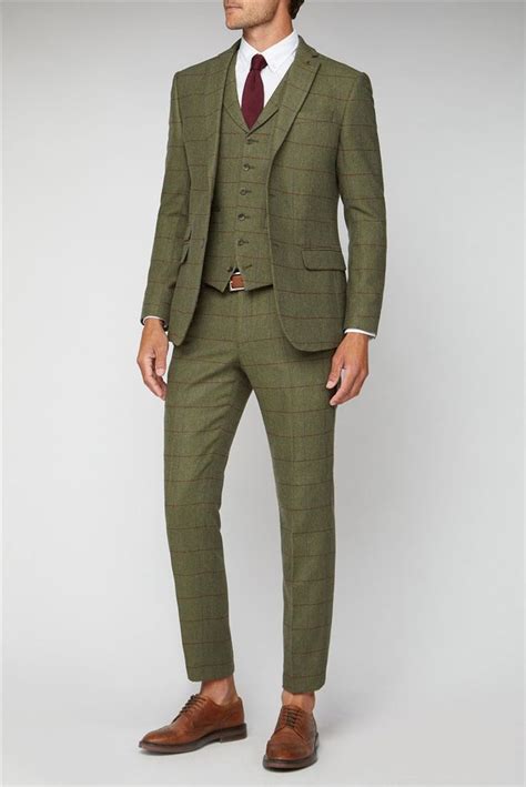 Racing Green Green Heritage Check Tailored Suit Green Suit Men