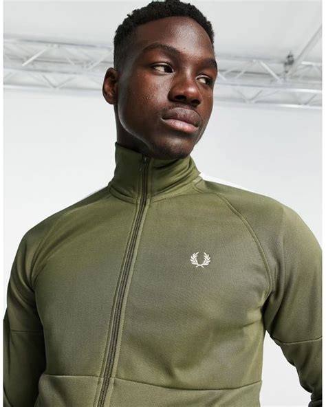 Fred Perry Panelled Track Jacket In Green For Men Lyst