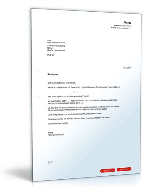Qualifikationsprofil zur vorlage persönliche daten name: Kindergarten Kuendigung Muster