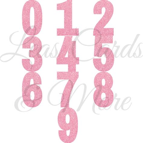 Pink Glitter Numbers Clipart 26 Png Files Digital Etsy