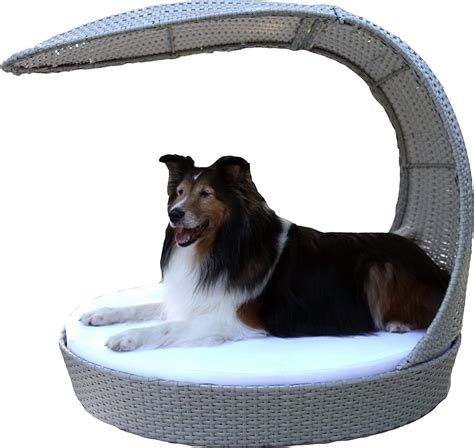 The Refined Canine Outdoor Dog Chaise Bed W Shade Hood