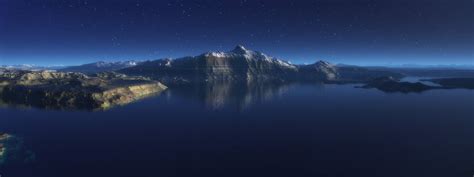 Wallpaper Landscape Night Lake Reflection Sky Moonlight Horizon