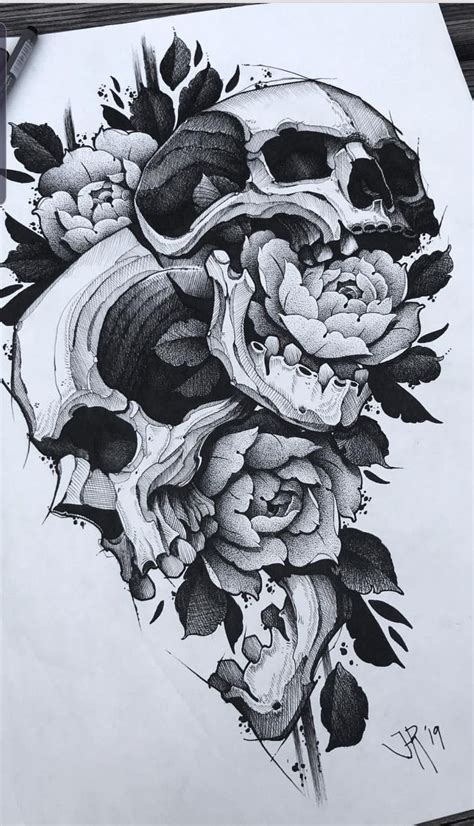 Pin By Danilo Corpuz On Graphic Whipshading Linework Skull Rose Tattoos Tattoo Design