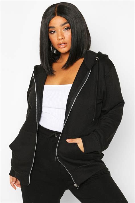 Find appealing designs for a versatile addition. Plus Basic Oversized Zip Through Hoody | boohoo in 2020 ...