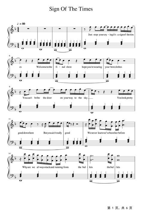 Sign Of The Times钢琴谱_Harry Styles_F调_弹唱谱钢琴谱伴奏谱五线谱_钢琴谱|钢琴五线谱|钢琴简谱|钢琴弹唱谱
