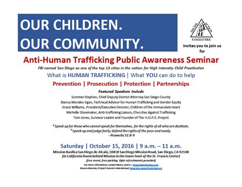 Anti Human Trafficking Public Awareness Seminar Mission Basilica San