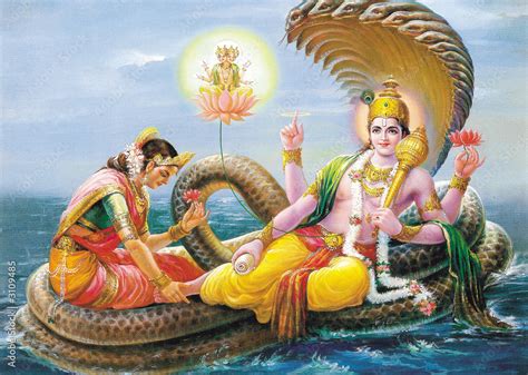 Indian God Bhagwan Vishnu With Laxmi Mata Stock Photo Adobe Stock