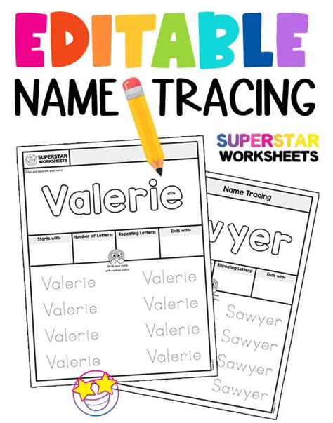 Editable Name Tracing Sheets