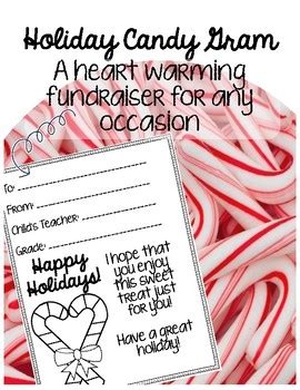 Various candy gram ideas are available to be implemented in giving unique form of gifts. Candy Cane Candy Gram Fundraiser by Creating First Class | TpT