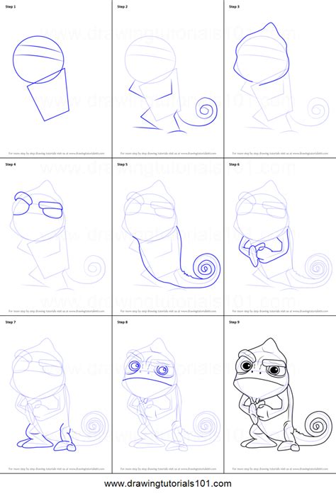 Learn how to draw patterns step by step! How to Draw Pascal from Tangled printable step by step ...