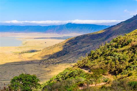 Panorama Del Cráter Ngorongoro Parque Nacional Con El Lago Magadi