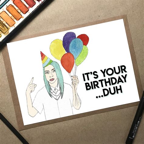 Billie Eilish Birthday Card Birthday Card Daughter Birthday Card For