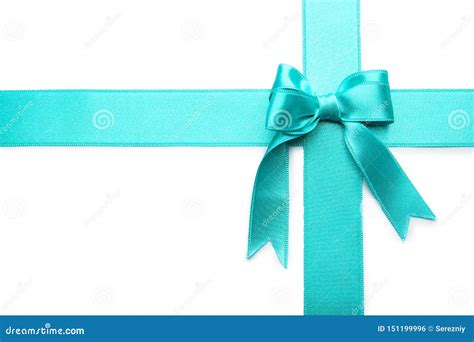Turquoise Ribbons With Bow On White Background Stock Photo Image Of