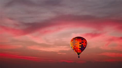 Hot Air Balloon Red Sky 4k Wallpaperhd Photography Wallpapers4k