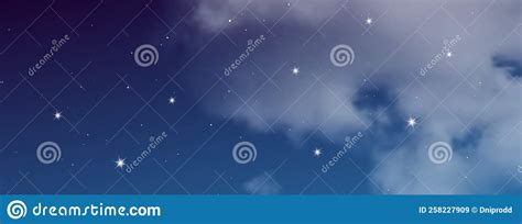 Night Sky With Clouds And Many Stars Stock Vector Illustration Of