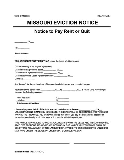 Eviction Notice Form For Missouri 2022