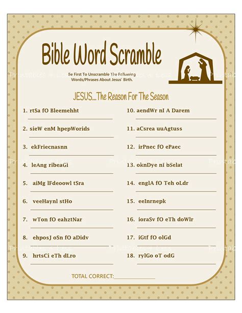 Bible Word Scramble Printable Christmas Word Scramble Diy Etsy