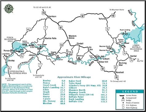 Buffalo National River Map Courtesy Of Arkansas Department Of Parks
