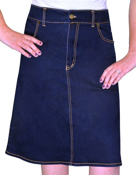 Knee Length A Line Denim Skirt For Women Kosher Casual