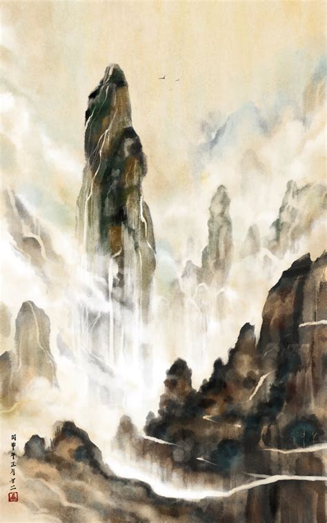 Artstation Chinese Ink Painting Mountain 02