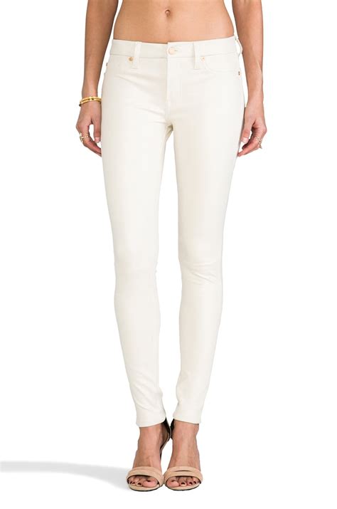 7 For All Mankind Knee Seam Coated Skinny In Antique White REVOLVE