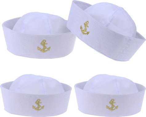4 Pack White Sailor Caps Adult Yacht Navy Sailor Hats For