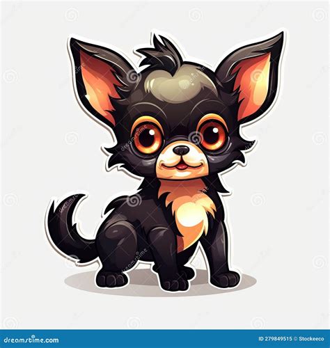 Chihuahua Dog Clipart Vector Cartoon In Lowbrow Art Style Stock