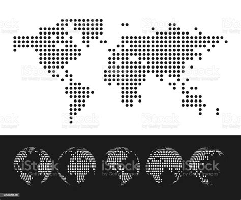Vector Dotted Map And Globe Of The World Stock Illustration Download