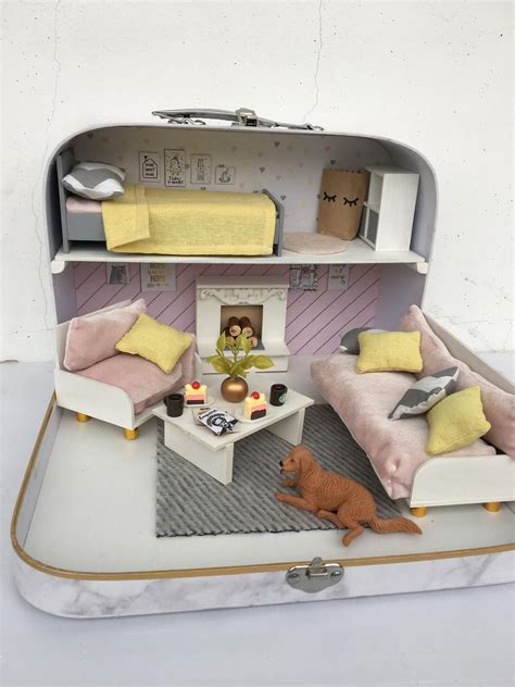 Dollhouse Travel Dollhouse In A Suitcase Modern Miniature 112 Hand