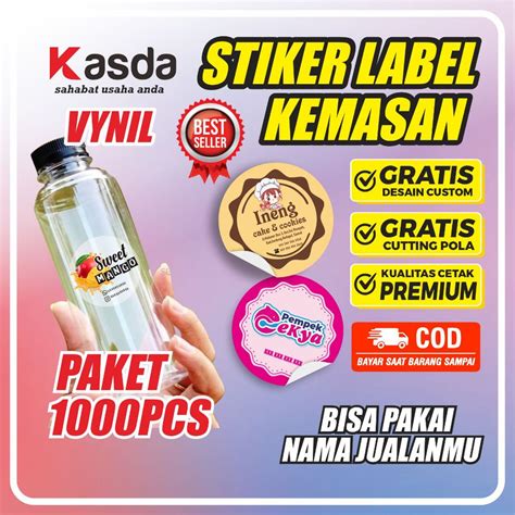 Jual Stiker Label Kemasan Paket Pcs Cetak Plus Cutting Bahan Vinyl