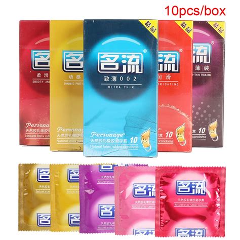 personage 10pcs condom smooth thin dots lubricant 6 type natural latex condoms for men adult
