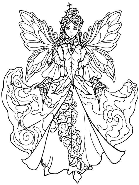 Queen Elf Fairy Coloring Page Free Printable Coloring