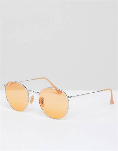 Ray Ban 0rb3447 Round Sunglasses With Yellow Lens Asos