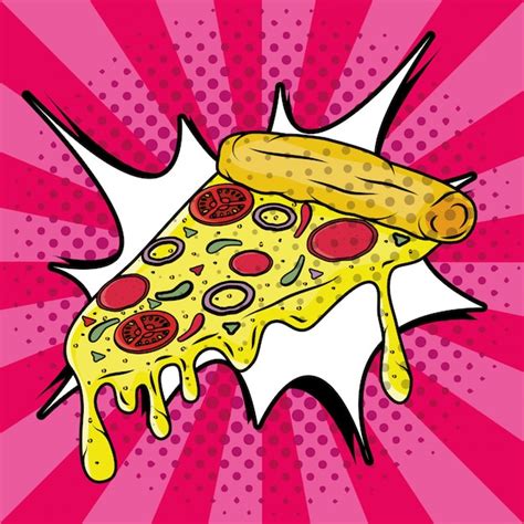 Italienischer Pizza Pop Art Stil Kostenlose Vektor