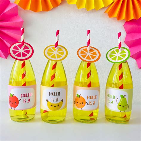 Tutti Frutti Water Bottle Labels Editable Sweet One Water Bottle Labels