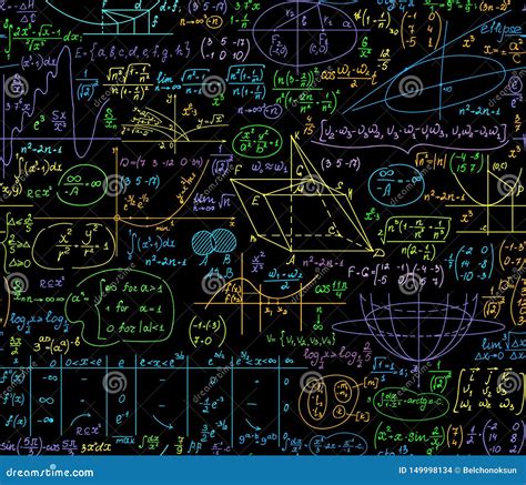 Math Educational Vector Seamless Pattern With Multicolored Algebra