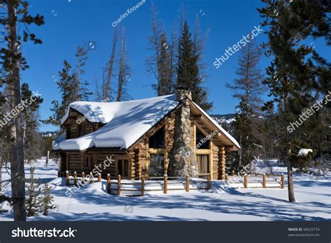 Winter Idaho Mountains Covers This Log Stock Photo