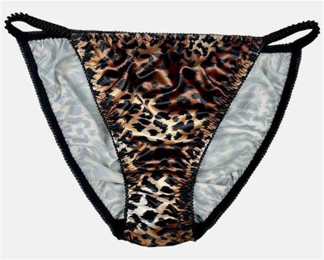 Satin String Bikini Panty Leopard Print Etsy