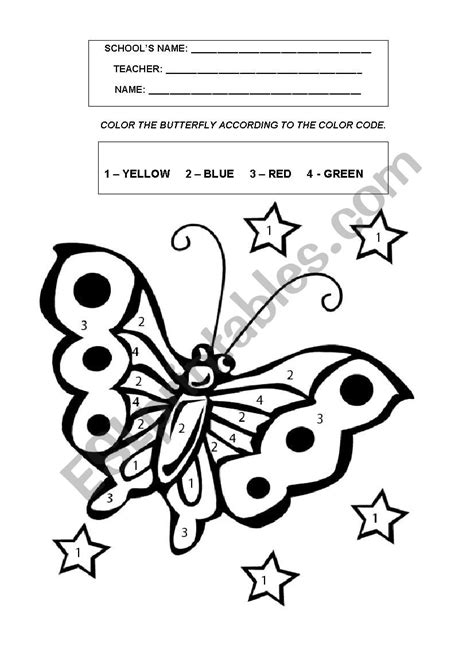 Color The Butterfly Esl Worksheet By Heloribeiro