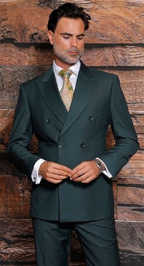 Falcone Men Black Stripe 1940s Double Breasted Suit 3580 000 Size 48l52l
