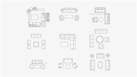 Living Room Accessories Cad Blocks