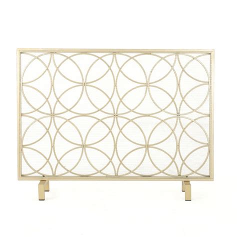 Gdf Studio Veritas Single Panel Gold Iron Fireplace Screen Gold