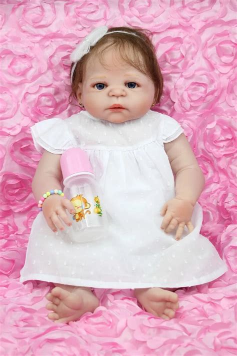 55cm Full Body Silicone Reborn Baby Girl Doll Toys Like Real 22inch