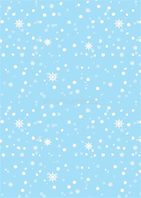 Seamless Pattern With Falling Snow On Blue Stock Vector Illustration