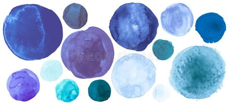 Teal Watercolor Dots Graphic Hand Paint Splash On Paper Ink Blots