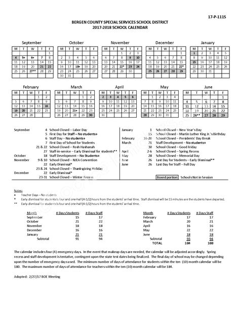 2017 2018 District Calendar Lodi Public Schools Lodi Nj